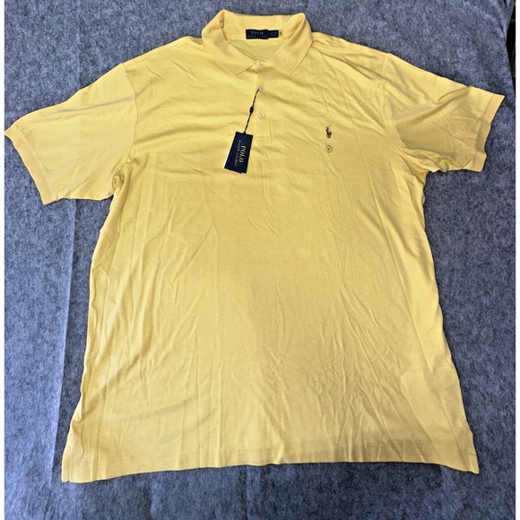 NEW Ralph Lauren Polo Shirt Mens 3XLT‎ Yellow Soft S/S Flesh Pony (46-19)